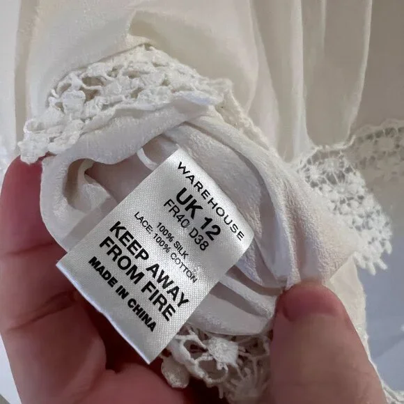 Warehouse White Ivory Crochet Blouse Top Shirt, ASO Kate Middleton - Picture 4 of 6